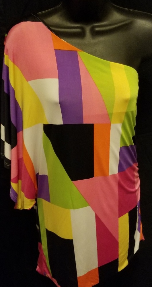 One Shoulder Top, Mod MultiColor, size 1X